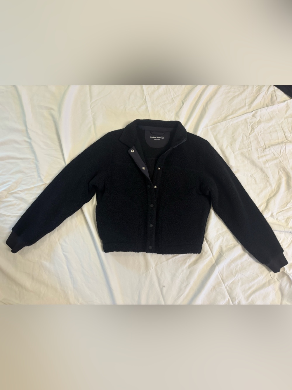 Outdoor Voices Black Mega Fleece Bomber Jacket NWT